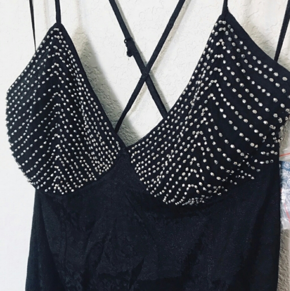 Free People Shooting Star Slip Black Jewelled XS - Picture 4 of 8
